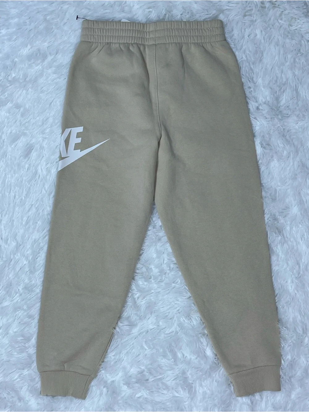 Nike Kids Beige Jogger Sweatpants with White Swoosh Size 6/7Y NWOT